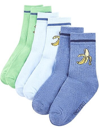 Lot de 5 chaussettes en coton enfant imprimé banane et rayures - vidaxl