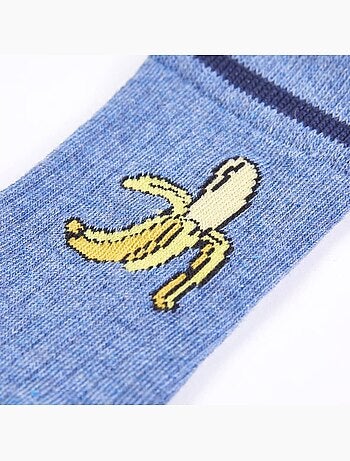 Lot de 5 chaussettes en coton enfant imprimé banane et rayures - vidaxl