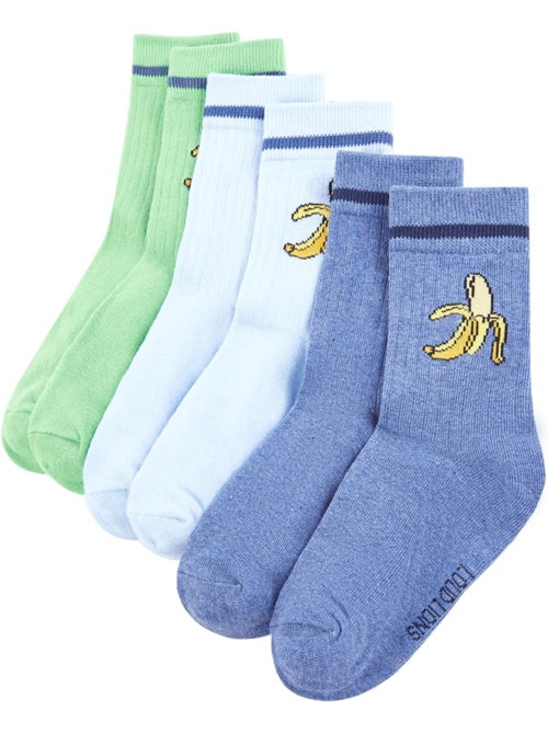 Lot de 5 chaussettes en coton enfant imprimé banane et rayures - vidaxl - Kiabi