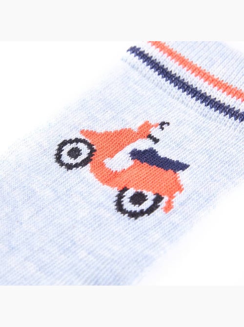 Lot de 5 chaussettes enfant coton avec imprimé scooter et rayures - vidaxl - Kiabi