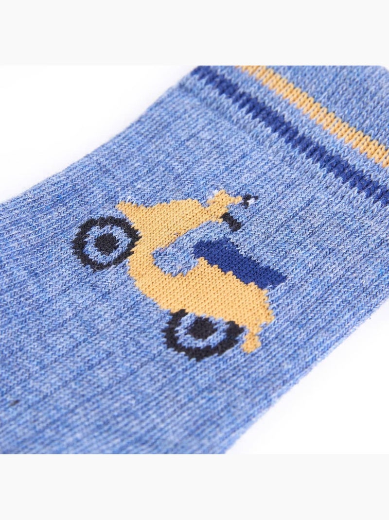Lot de 5 chaussettes enfant coton avec imprimé scooter et rayures - vidaxl Multicolore - Kiabi