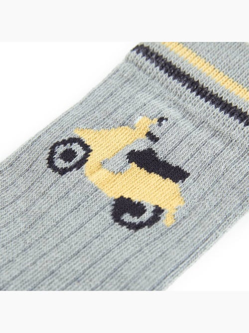 Lot de 5 chaussettes enfant coton avec imprimé scooter et rayures - vidaxl - Kiabi