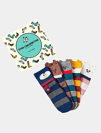 Lot de 5 Chaussettes Hautes Animaux Écharpe