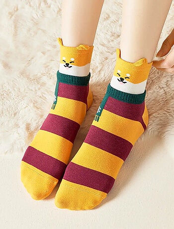Lot de 5 Chaussettes Hautes Animaux Écharpe