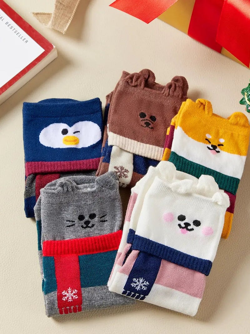 Lot de 5 Chaussettes Hautes Animaux Écharpe Multicolore - Kiabi