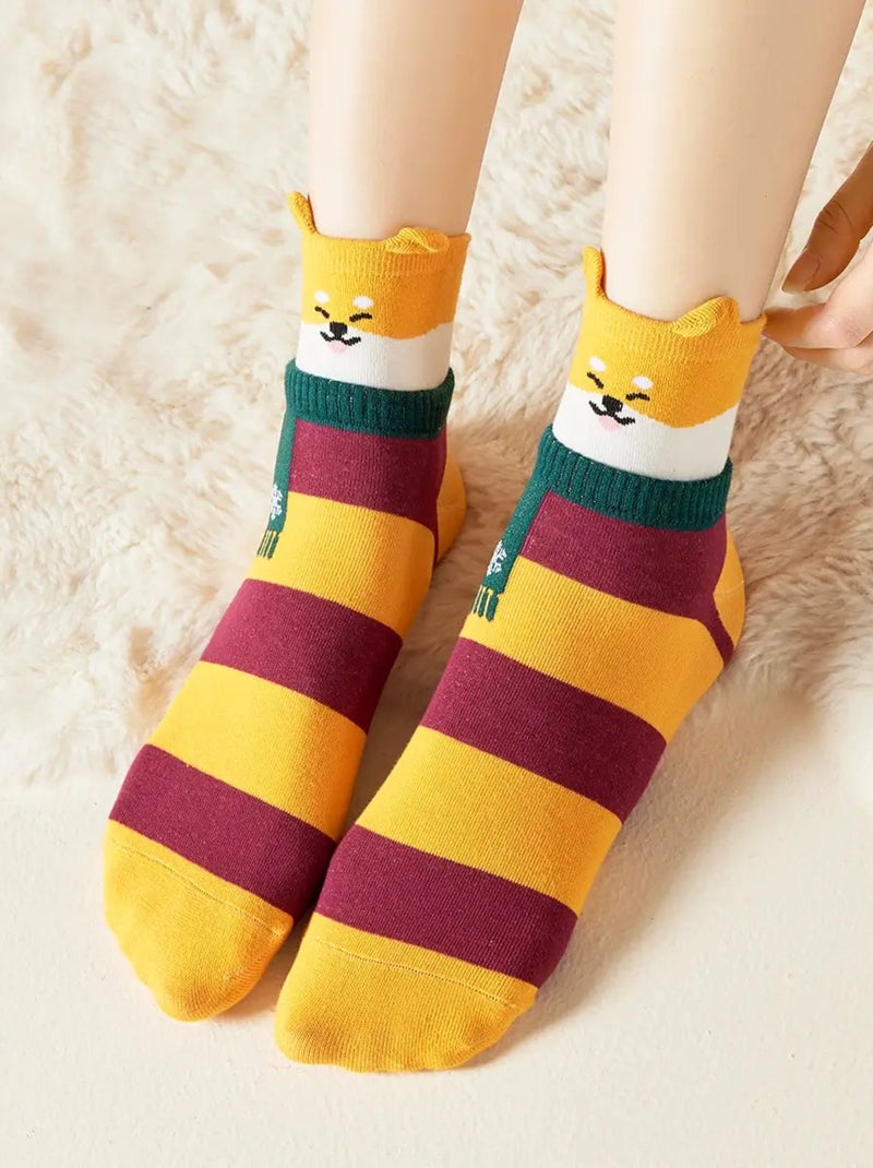 Lot de 5 Chaussettes Hautes Animaux Écharpe Multicolore - Kiabi