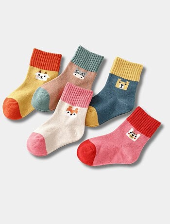 Lot de 5 Chaussettes Hautes Animaux Enfants