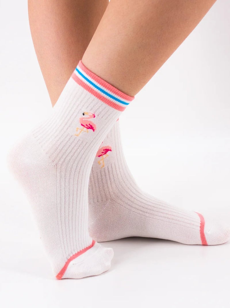 Lot de 5 Chaussettes Hautes Animaux Exotiques Blanc - Kiabi