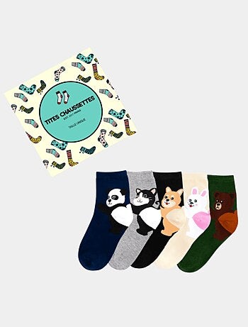 Lot de 5 Chaussettes Hautes Animaux Talons