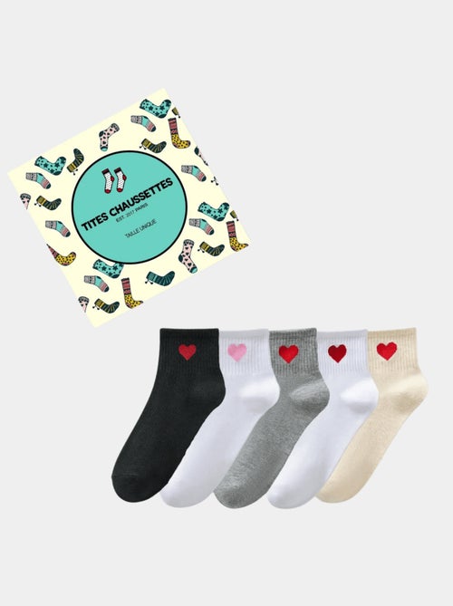 Lot de 5 Chaussettes Hautes Coeur Côté - Kiabi