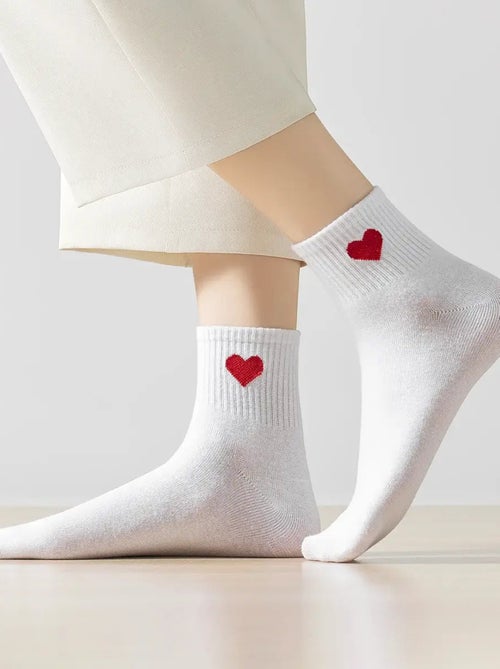 Lot de 5 Chaussettes Hautes Coeur Côté - Kiabi