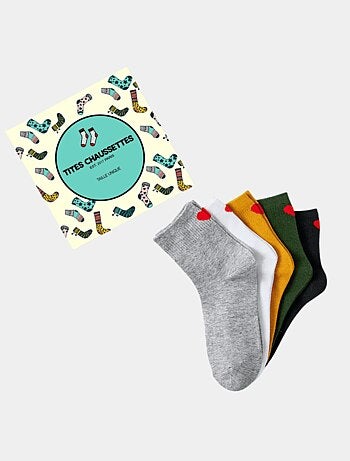 Lot de 5 Chaussettes Hautes Coeur Talon