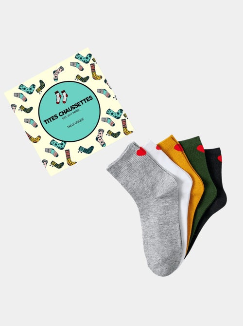 Lot de 5 Chaussettes Hautes Coeur Talon - Kiabi