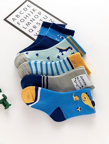 Lot de 5 Chaussettes Hautes Dino Enfants