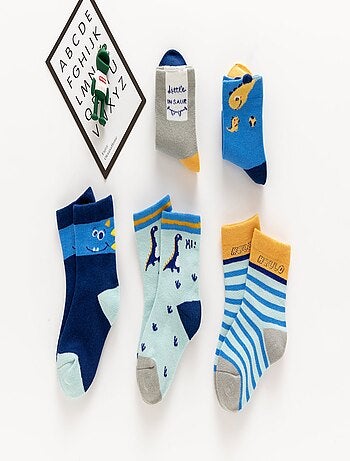 Lot de 5 Chaussettes Hautes Dino Enfants