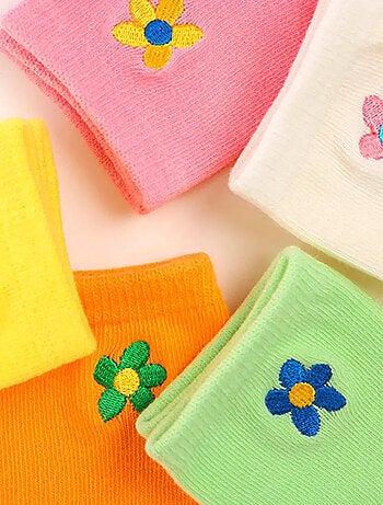 Lot de 5 Chaussettes Hautes Fleur Enfants
