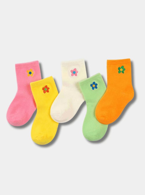 Lot de 5 Chaussettes Hautes Fleur Enfants - Kiabi