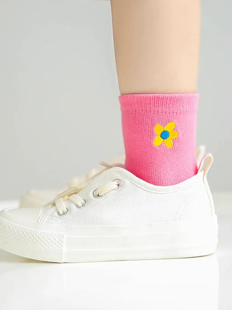 Lot de 5 Chaussettes Hautes Fleur Enfants Multicolore - Kiabi