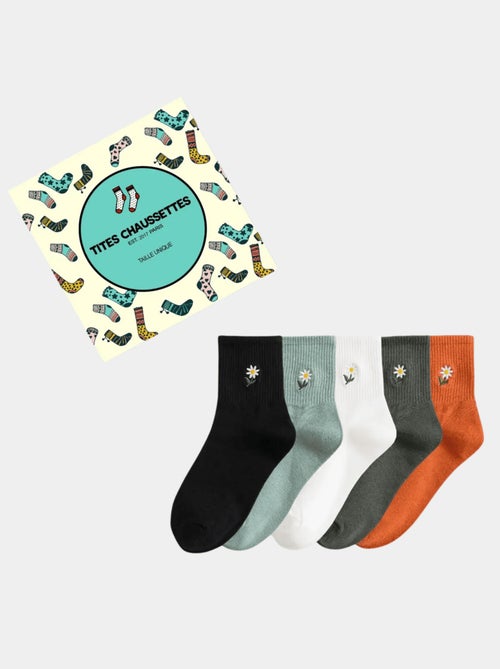 Lot de 5 Chaussettes Hautes Fleurs - Kiabi