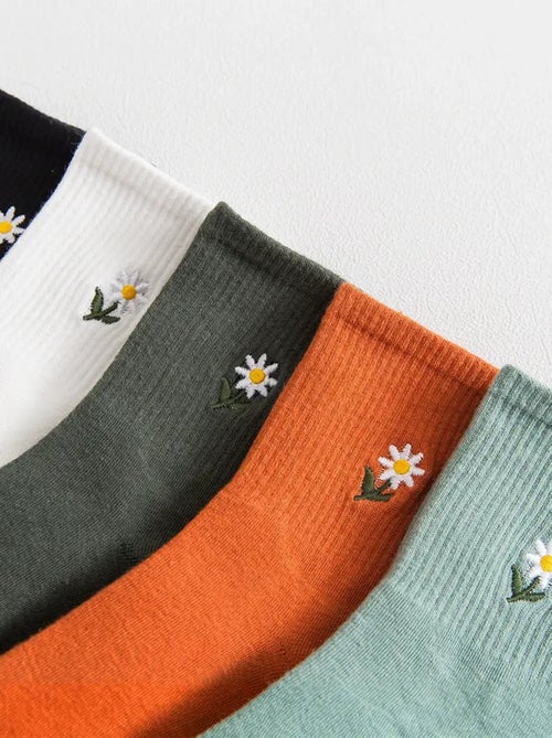 Lot de 5 Chaussettes Hautes Fleurs - Kiabi
