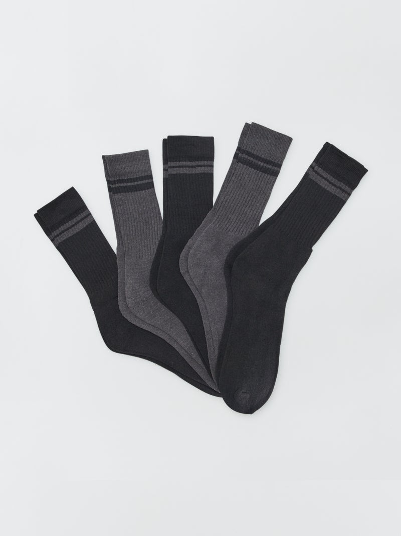 Lot de 5 chaussettes hautes Gris - Kiabi