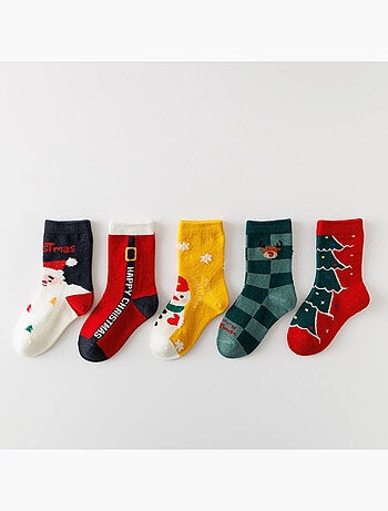 Lot de 5 Chaussettes Hautes Noël Enfants
