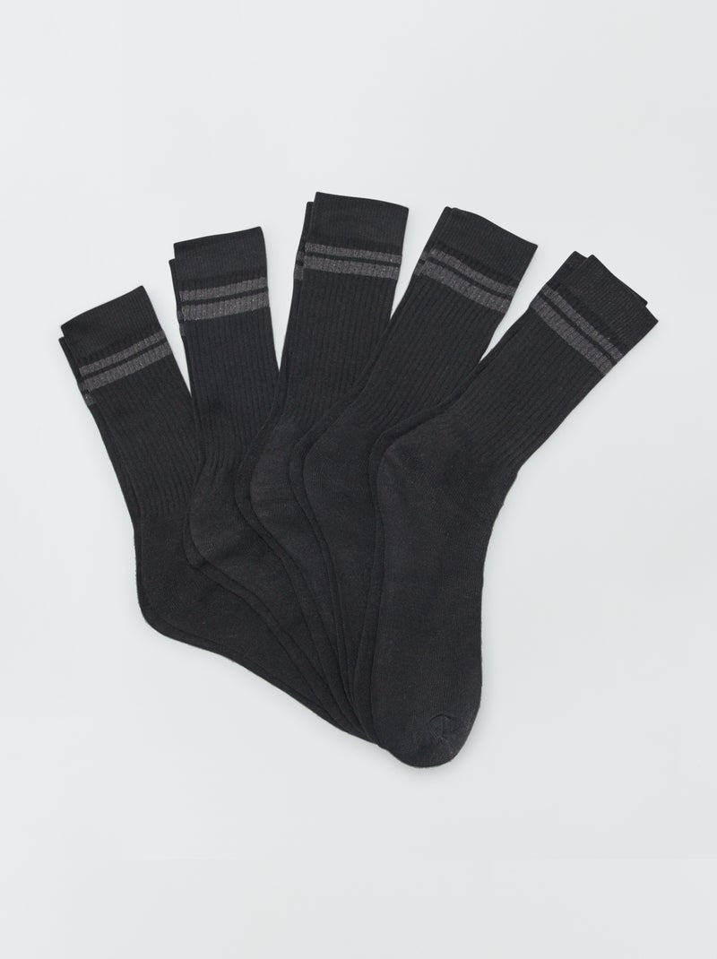 Lot de 5 chaussettes hautes noir - Kiabi