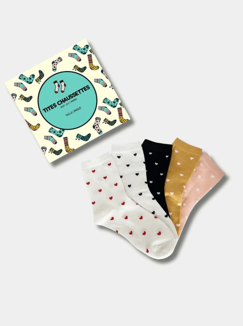 Lot de 5 Chaussettes Hautes Petits Cœurs - Kiabi