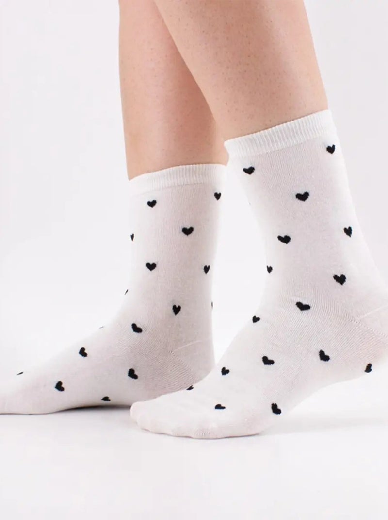 Lot de 5 Chaussettes Hautes Petits Cœurs Multicolore - Kiabi