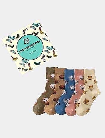 Lot de 5 Chaussettes Hautes Têtes de Chiens