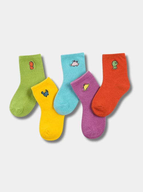 Lot de 5 Chaussettes Hautes Unies Dino Enfants - Kiabi