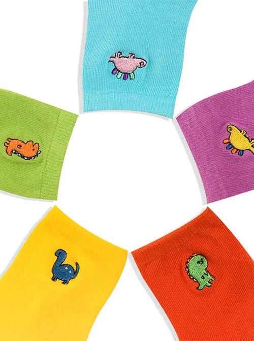 Lot de 5 Chaussettes Hautes Unies Dino Enfants - Kiabi