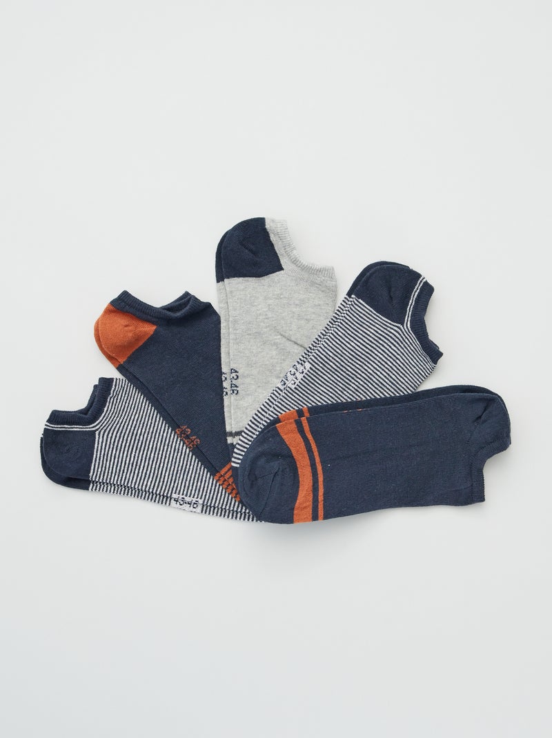 Lot de 5 chaussettes invisibles Bleu marine - Kiabi