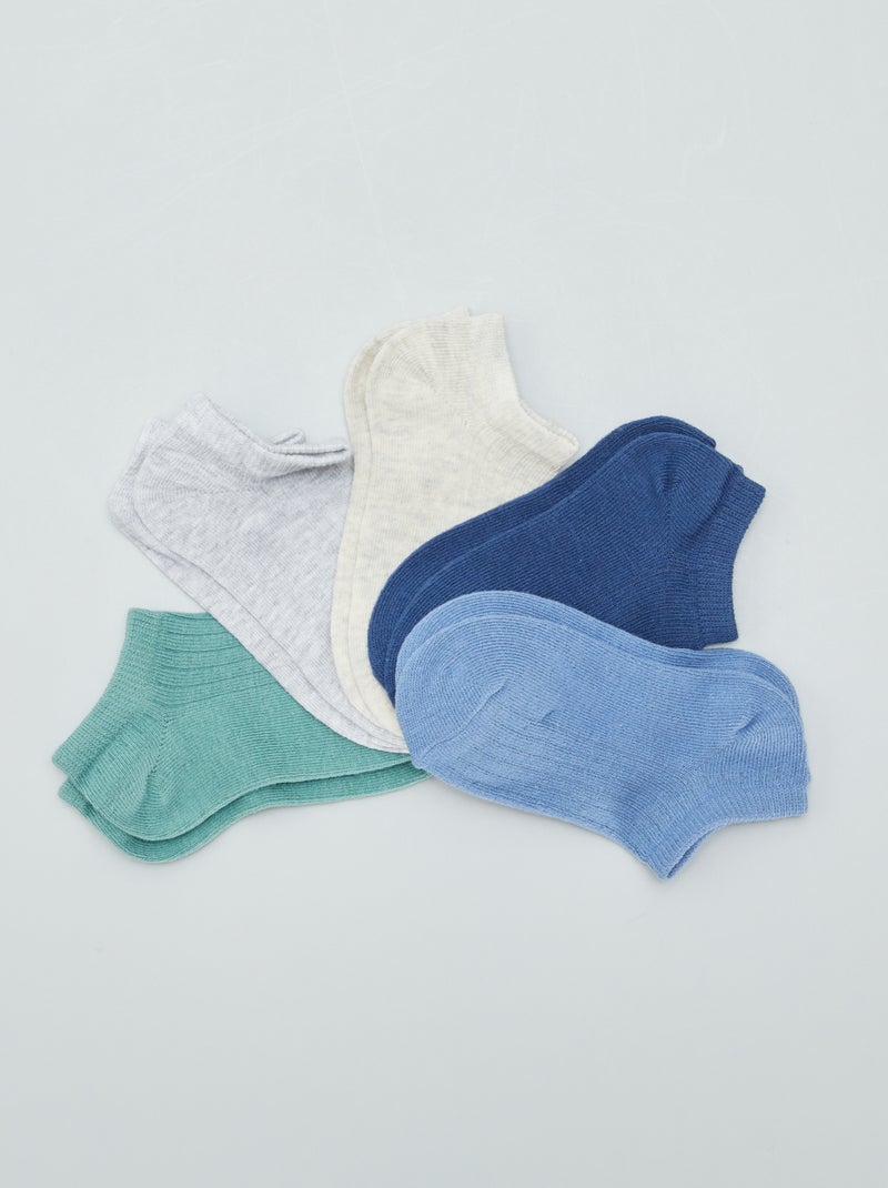 Lot de 5 chaussettes invisibles Bleu/vert - Kiabi