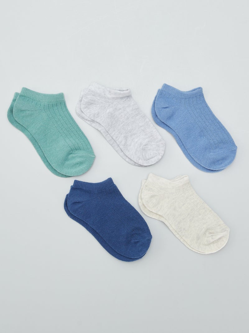Lot de 5 chaussettes invisibles Bleu/vert - Kiabi