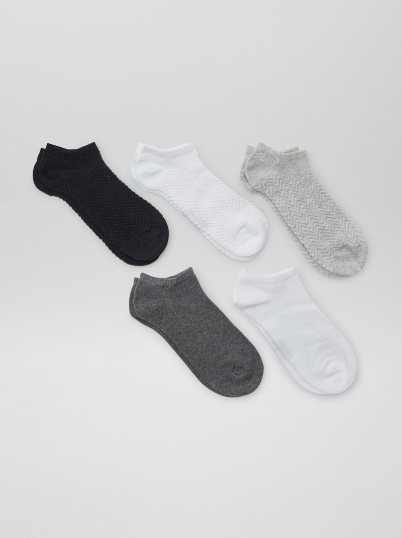 Lot de 5 chaussettes invisibles GRIS - Kiabi