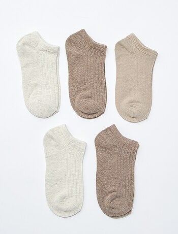 Lot de 5 chaussettes invisibles homme en coton uni