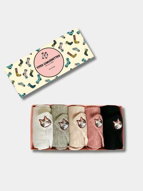 Lot de 5 Chaussettes Languette Chat Moustache - Kiabi