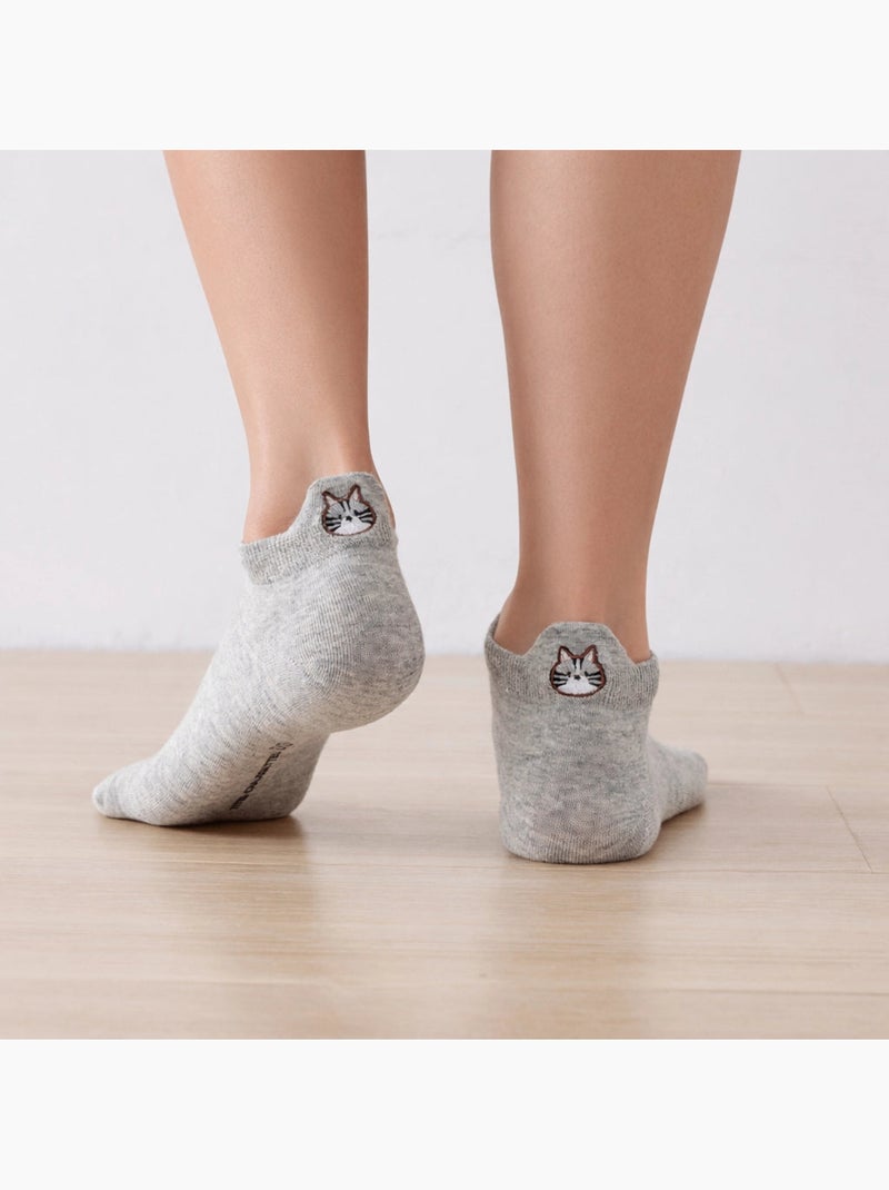 Lot de 5 Chaussettes Languette Chat Moustache Multicolore - Kiabi