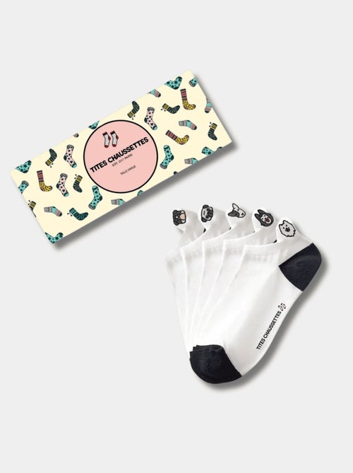 Lot de 5 Chaussettes Languette Chien Noir & Blanc - Kiabi