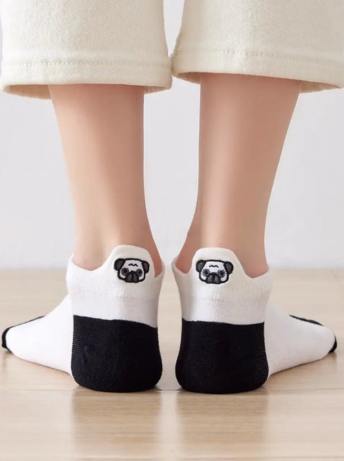 Lot de 5 Chaussettes Languette Chien Noir & Blanc - Kiabi