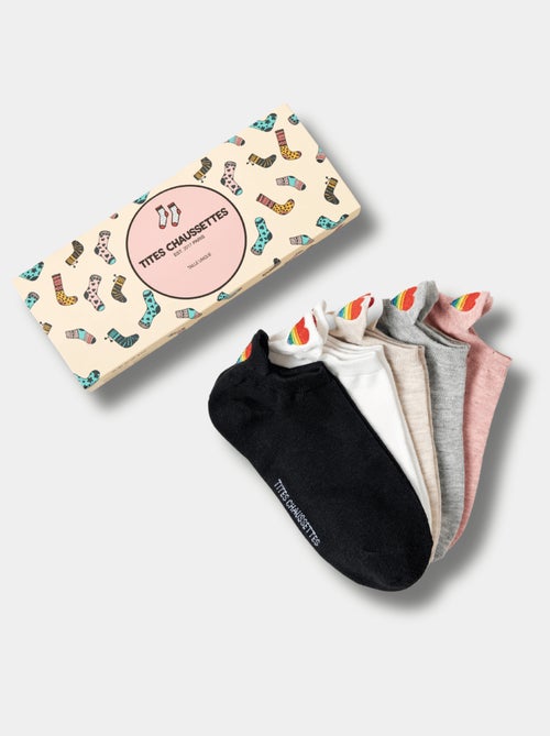 Lot de 5 Chaussettes Languette Coeur Arc-en-Ciel - Kiabi