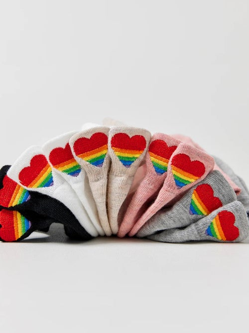 Lot de 5 Chaussettes Languette Coeur Arc-en-Ciel - Kiabi