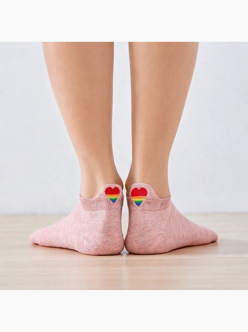 Lot de 5 Chaussettes Languette Coeur Arc-en-Ciel - Kiabi