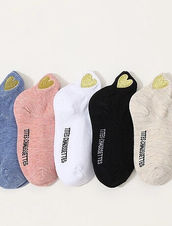 Lot de 5 Chaussettes Languette Coeur Doré Enfants