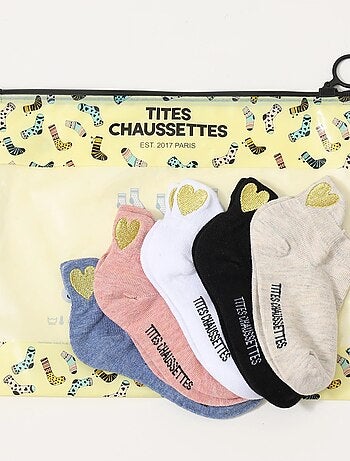 Lot de 5 Chaussettes Languette Coeur Doré Enfants