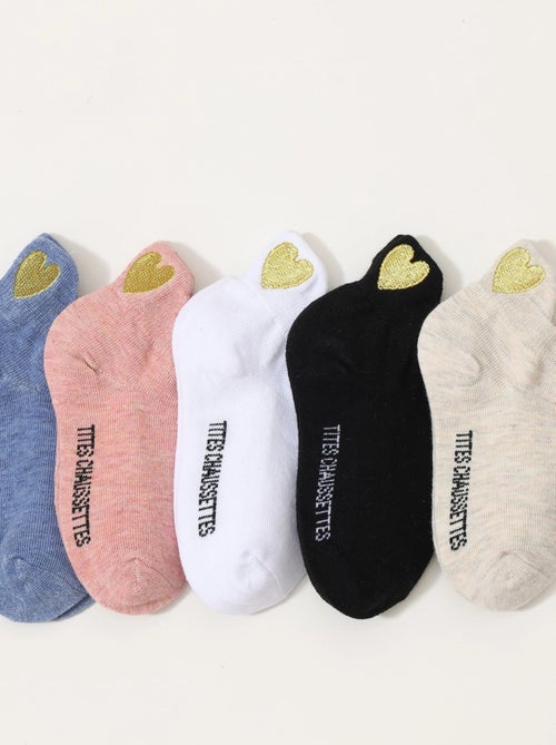 Lot de 5 Chaussettes Languette Coeur Doré Enfants - Kiabi