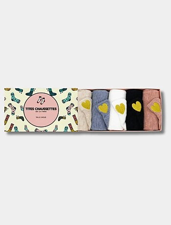 Lot de 5 Chaussettes Languette Coeur Doré Femme