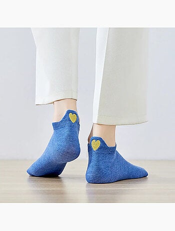 Lot de 5 Chaussettes Languette Coeur Doré Femme