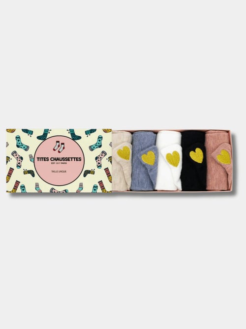 Lot de 5 Chaussettes Languette Coeur Doré Femme - Kiabi